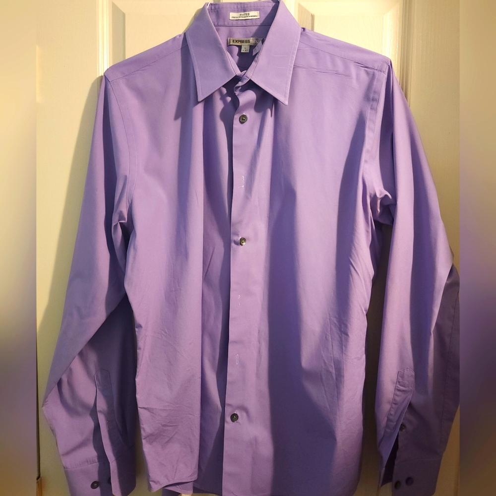 Fitted Stretch Cotton Dress Shirt, Large